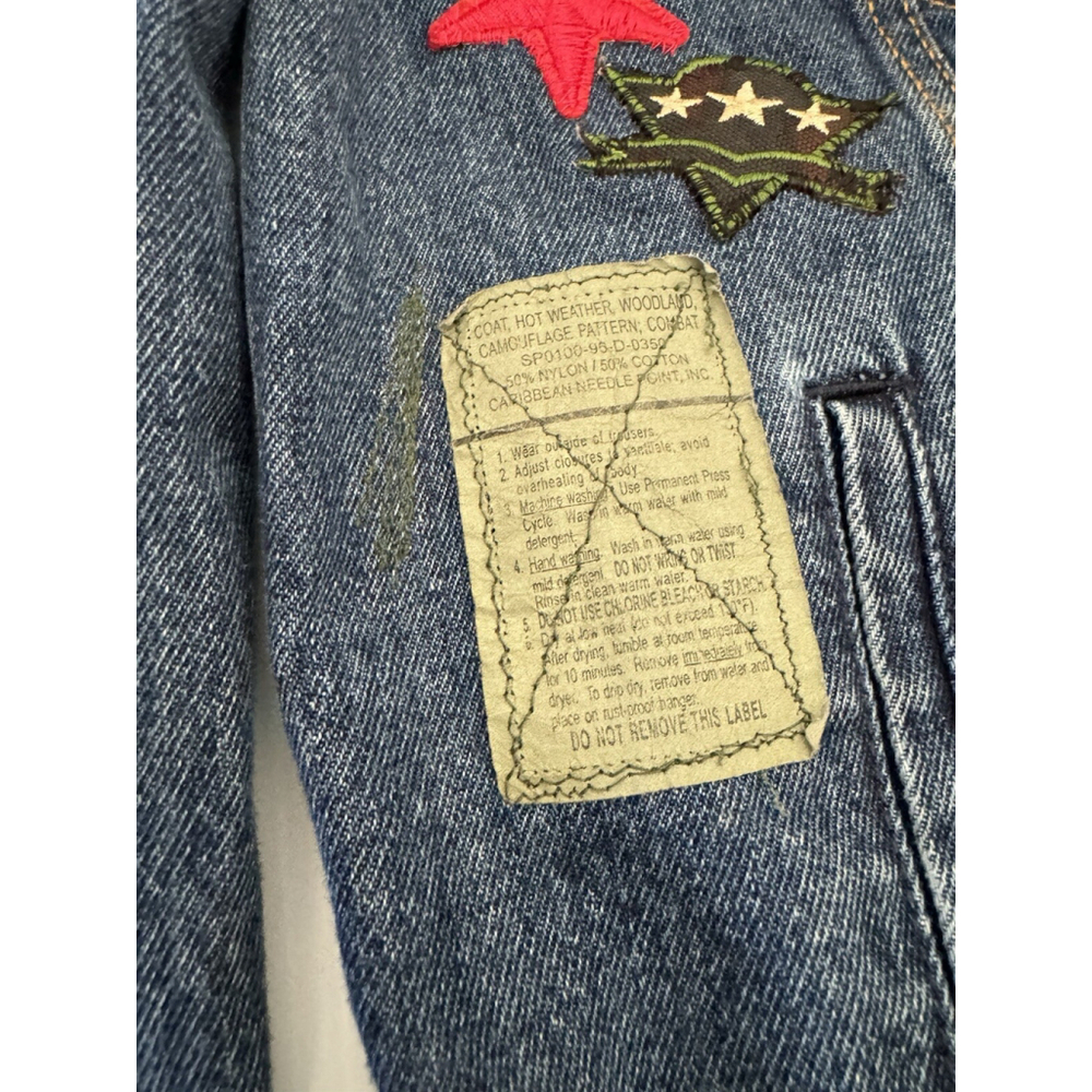 Levi’s Women’s Denim Jacket M Custom Los Angeles Patchwork Retro Style - Picture 12 of 16